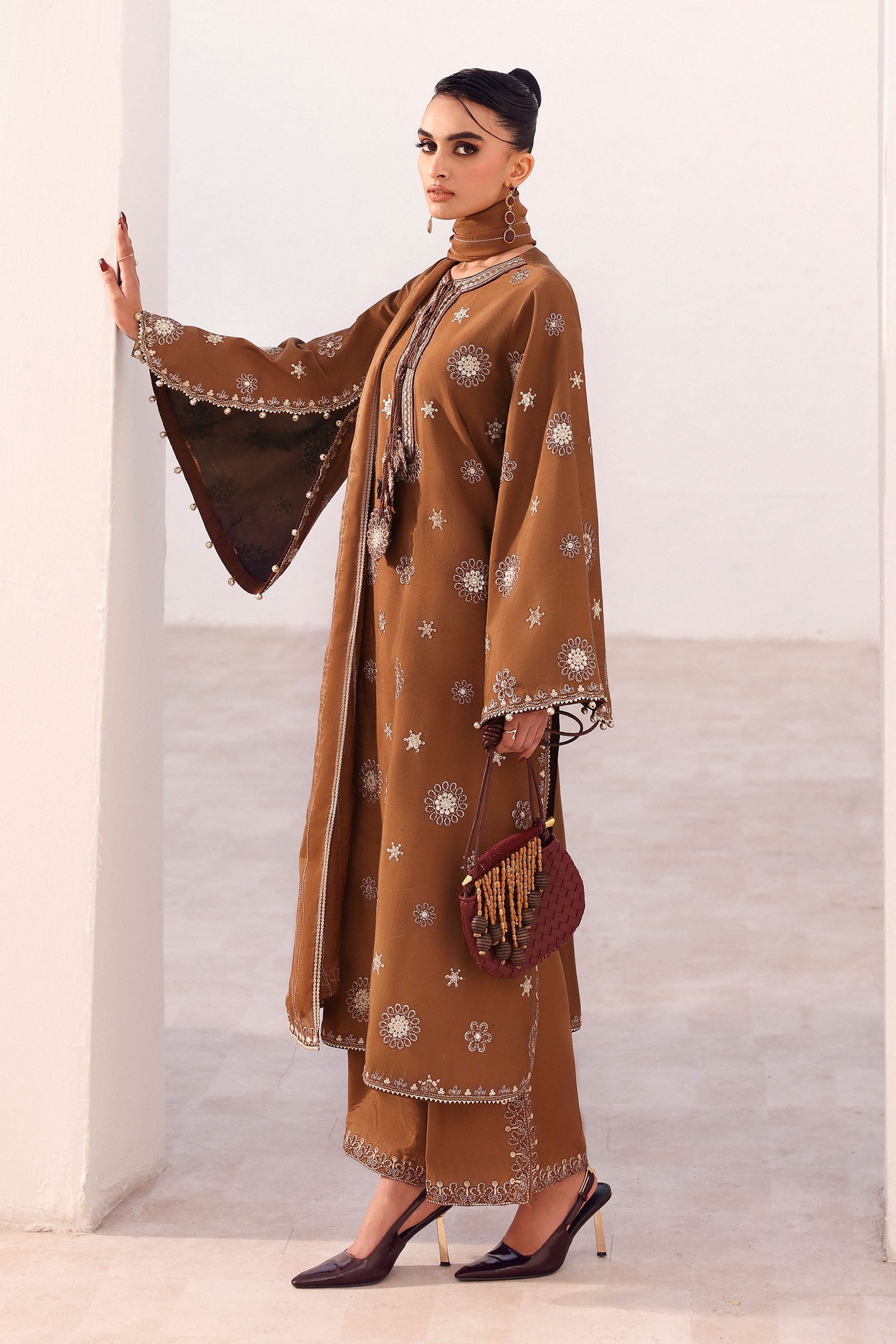 Maria B | Eid Collection 2026 | Mst-Ef26-08 Brown - Luxury Dress - available at Maria Faisal in UK and USA.