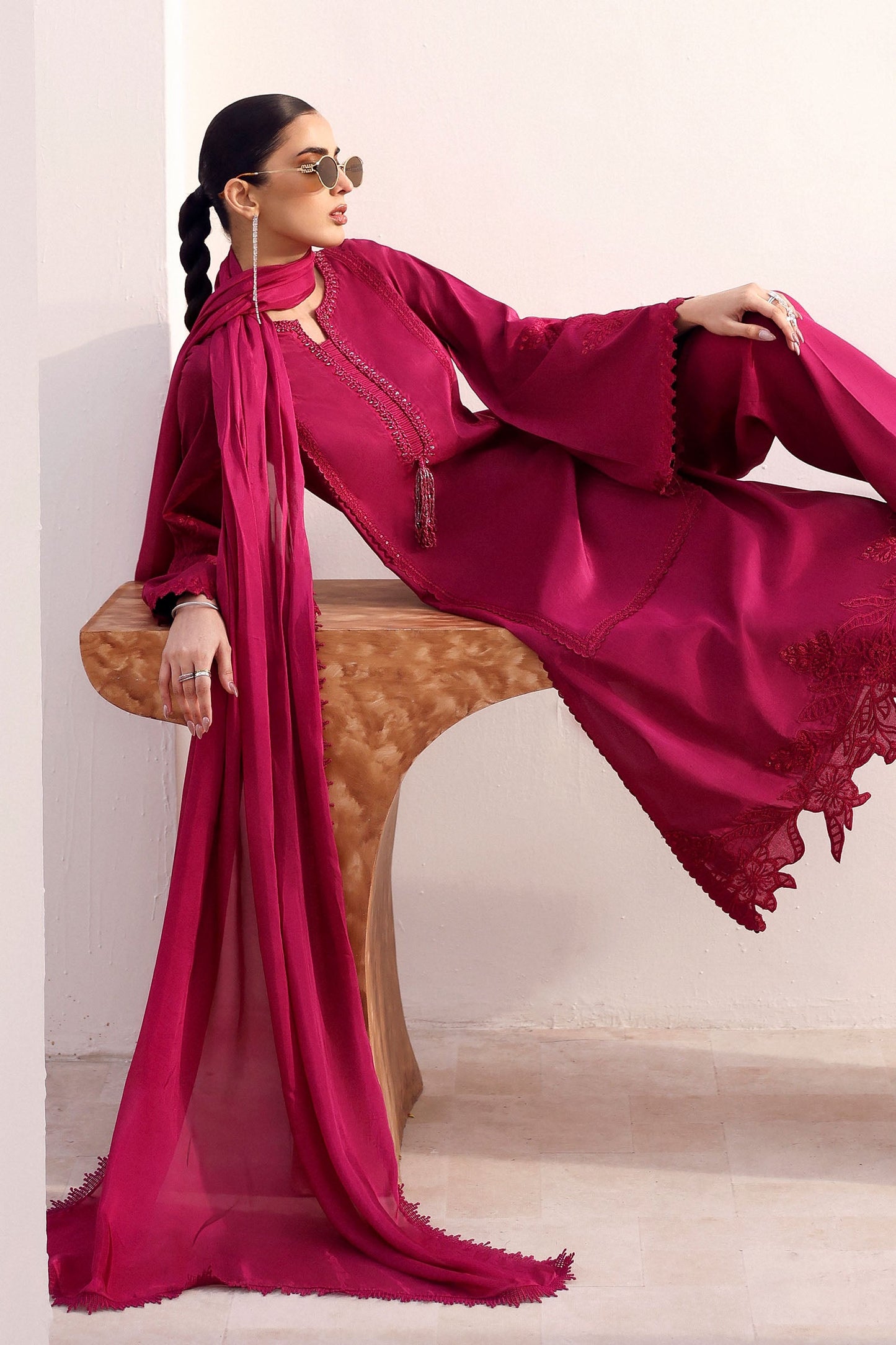 Maria B | Eid Collection 2026 | Mst-Ef26-15-Hot Pink - Luxury Dress - available at Maria Faisal in UK and USA.