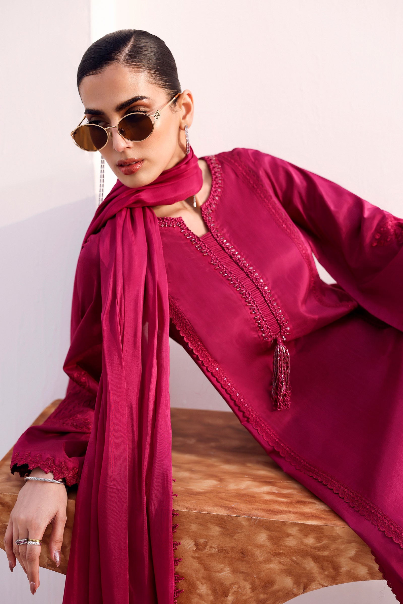 Maria B | Eid Collection 2026 | Mst-Ef26-15-Hot Pink - Luxury Dress - available at Maria Faisal in UK and USA.
