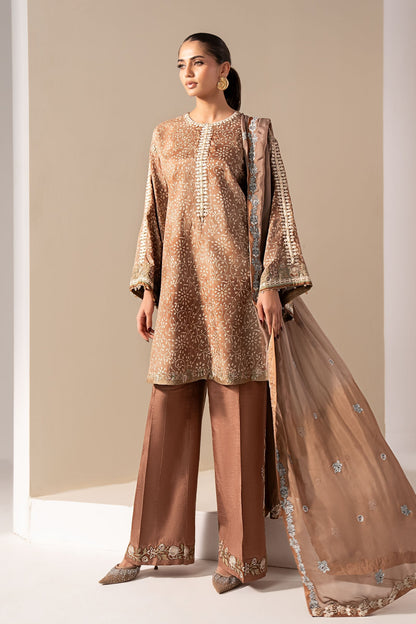 Maria B | Luxury Formals | MST-EF26-18-Brown - Formal Dress - available at Maria Faisal in UK and USA.