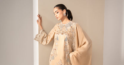 Maria B | Eid Collection 2026 | Mst-Ef26-33 Beige - Luxury Dress - available at Maria Faisal in UK and USA.