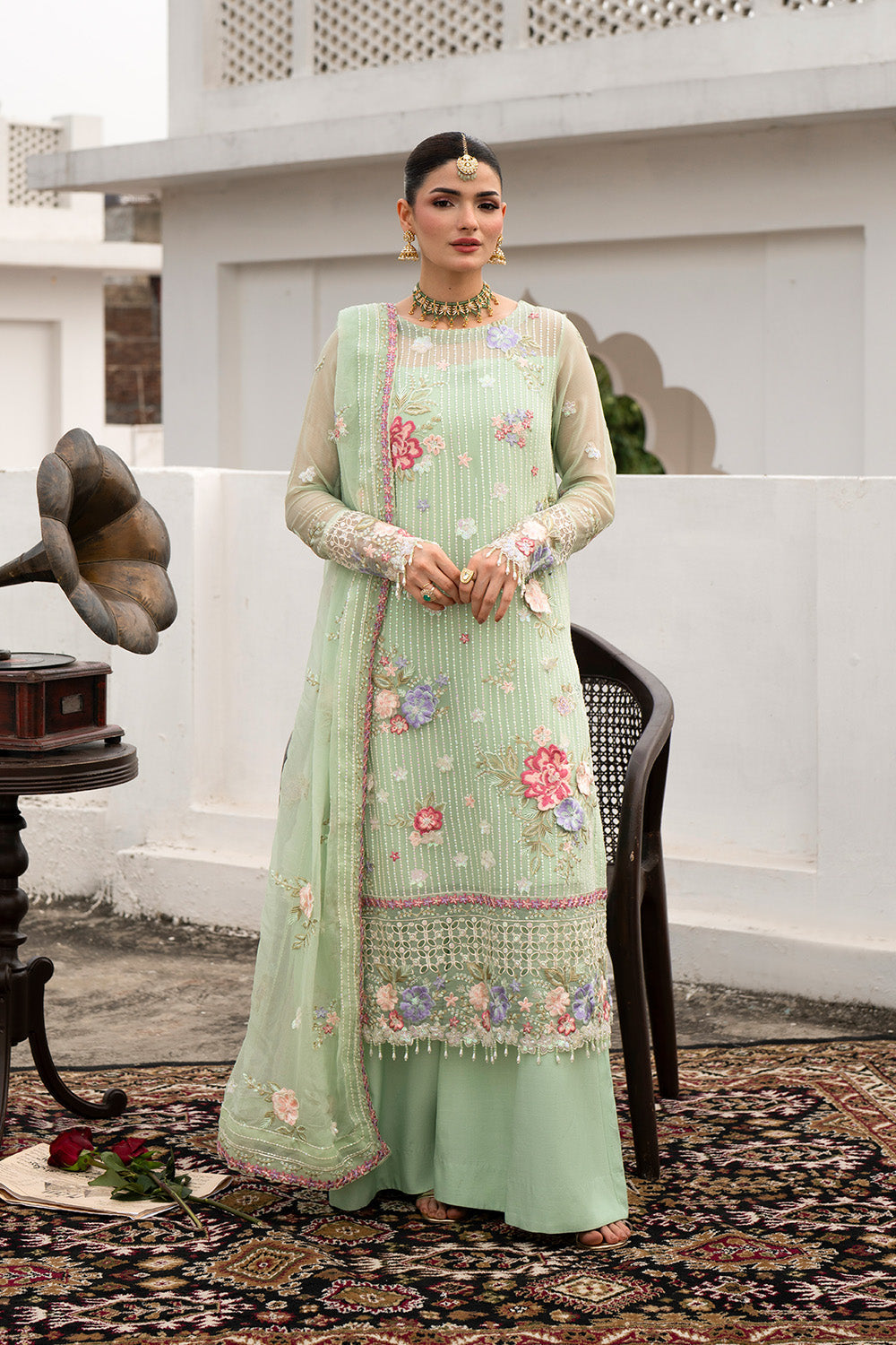 Maryum n Maria | Farda Formals | ZUMRUT - Formal Dress - available at Maria Faisal in UK and USA.