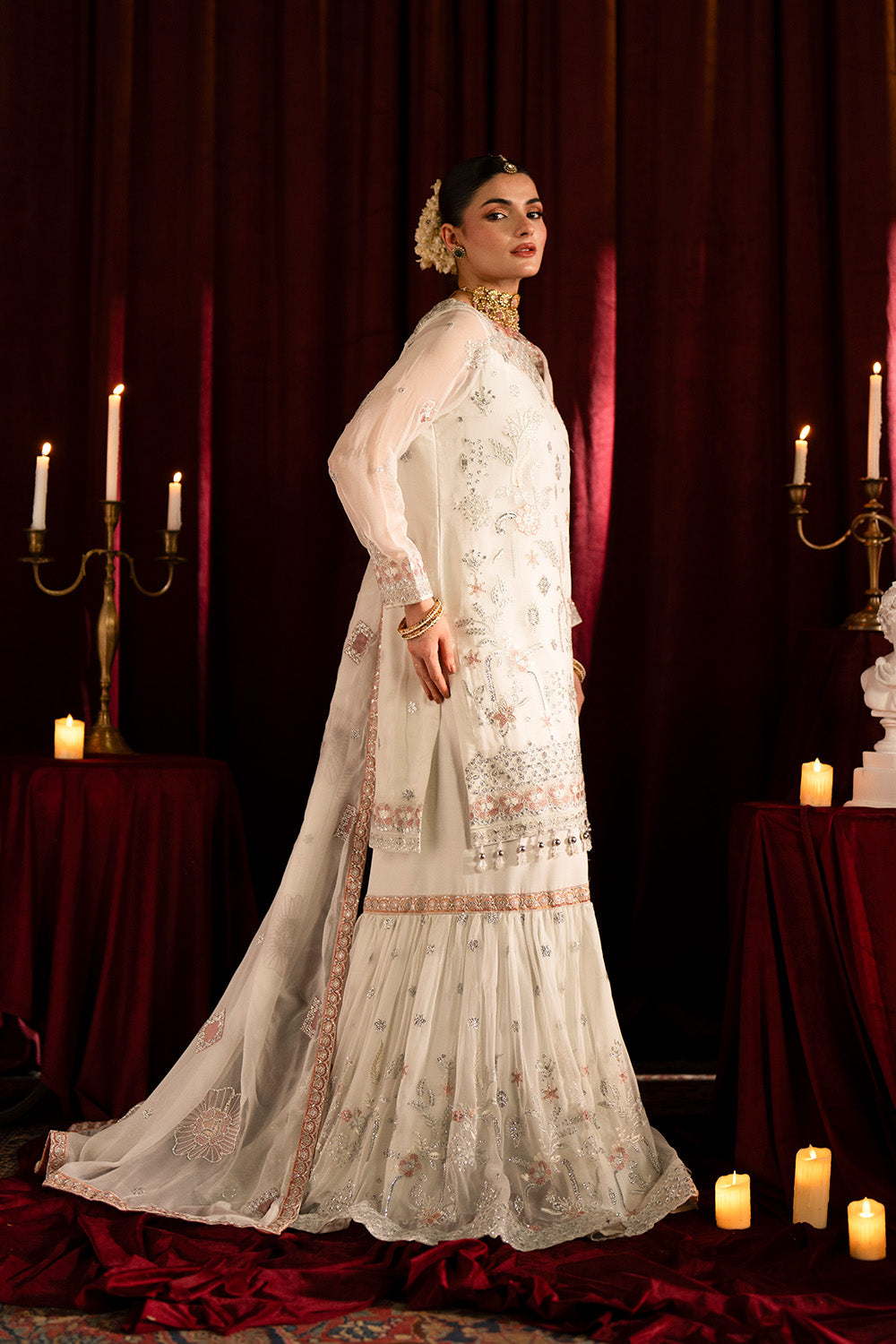 Maryum n Maria | Farda Formals | BEYAZ - Formal Dress - available at Maria Faisal in UK and USA.