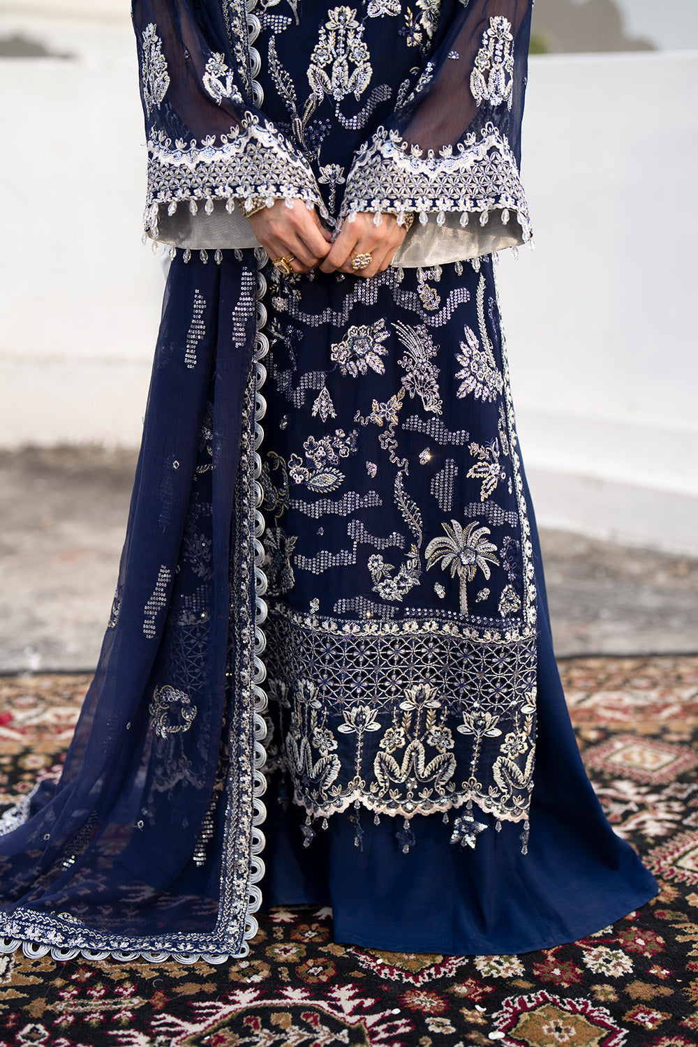 Maryum n Maria | Farda Formals | LACIVERT - Formal Dress - available at Maria Faisal in UK and USA.