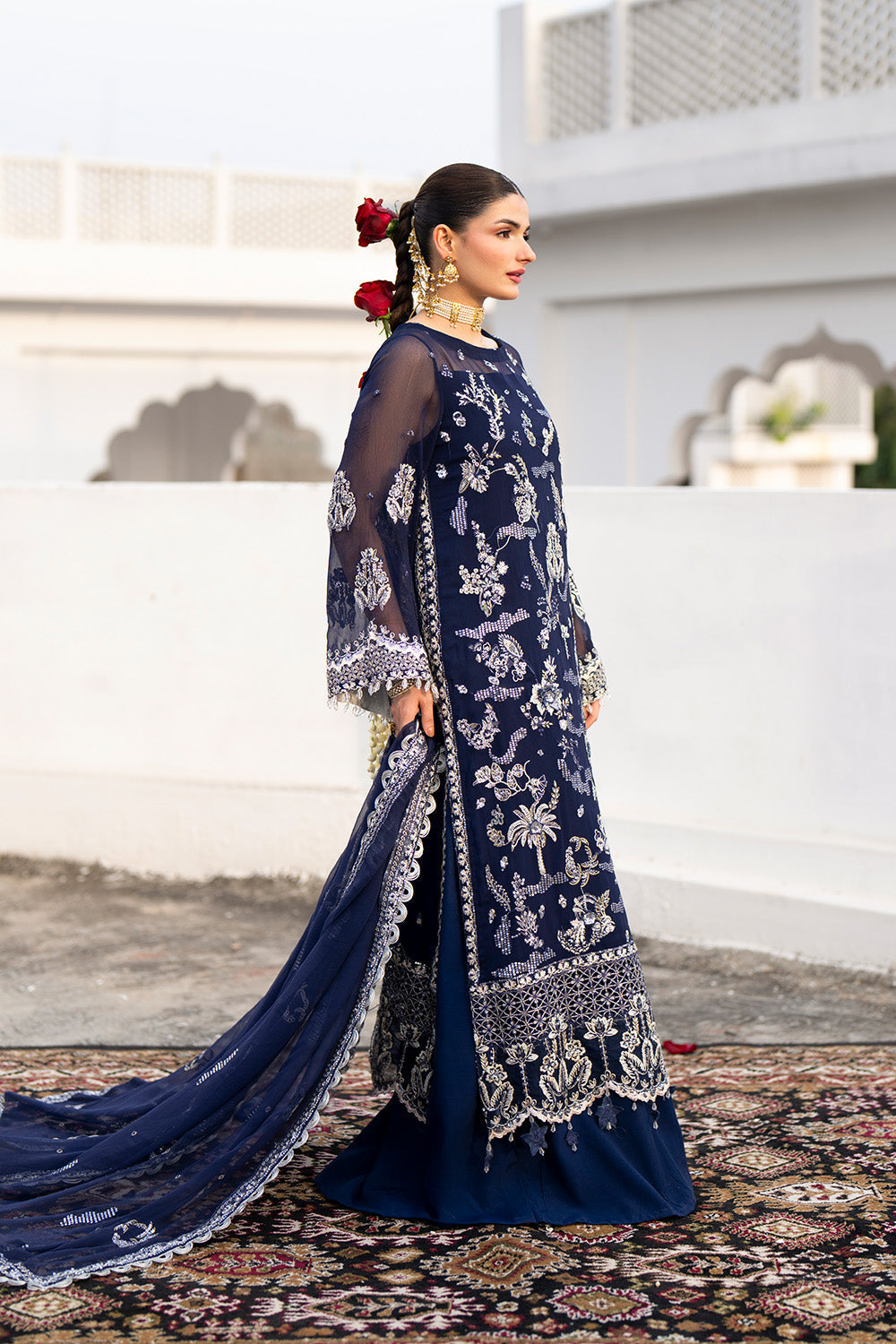 Maryum n Maria | Farda Formals | LACIVERT - Formal Dress - available at Maria Faisal in UK and USA.