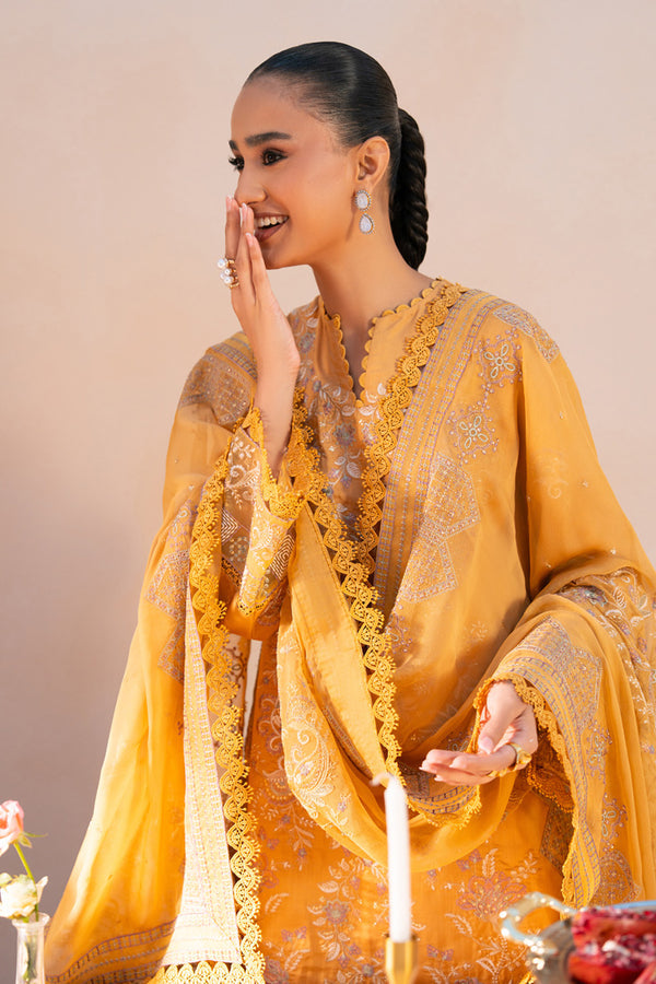 Marjjan | Amani Luxe | MSV-04 B (MUSTARD) - Casual Dress - available at Maria Faisal in UK and USA.