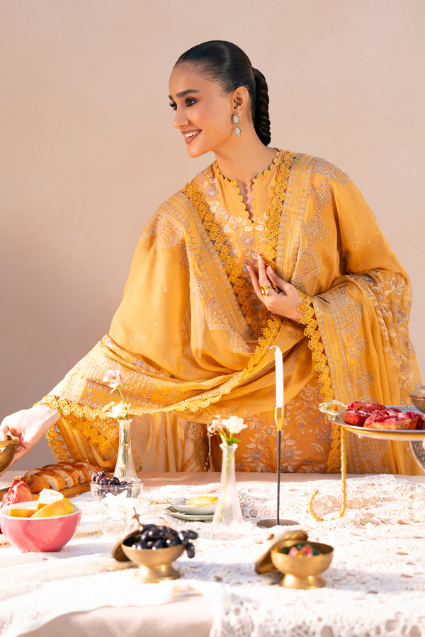 Marjjan | Amani Luxe | MSV-04 B (MUSTARD) - Casual Dress - available at Maria Faisal in UK and USA.