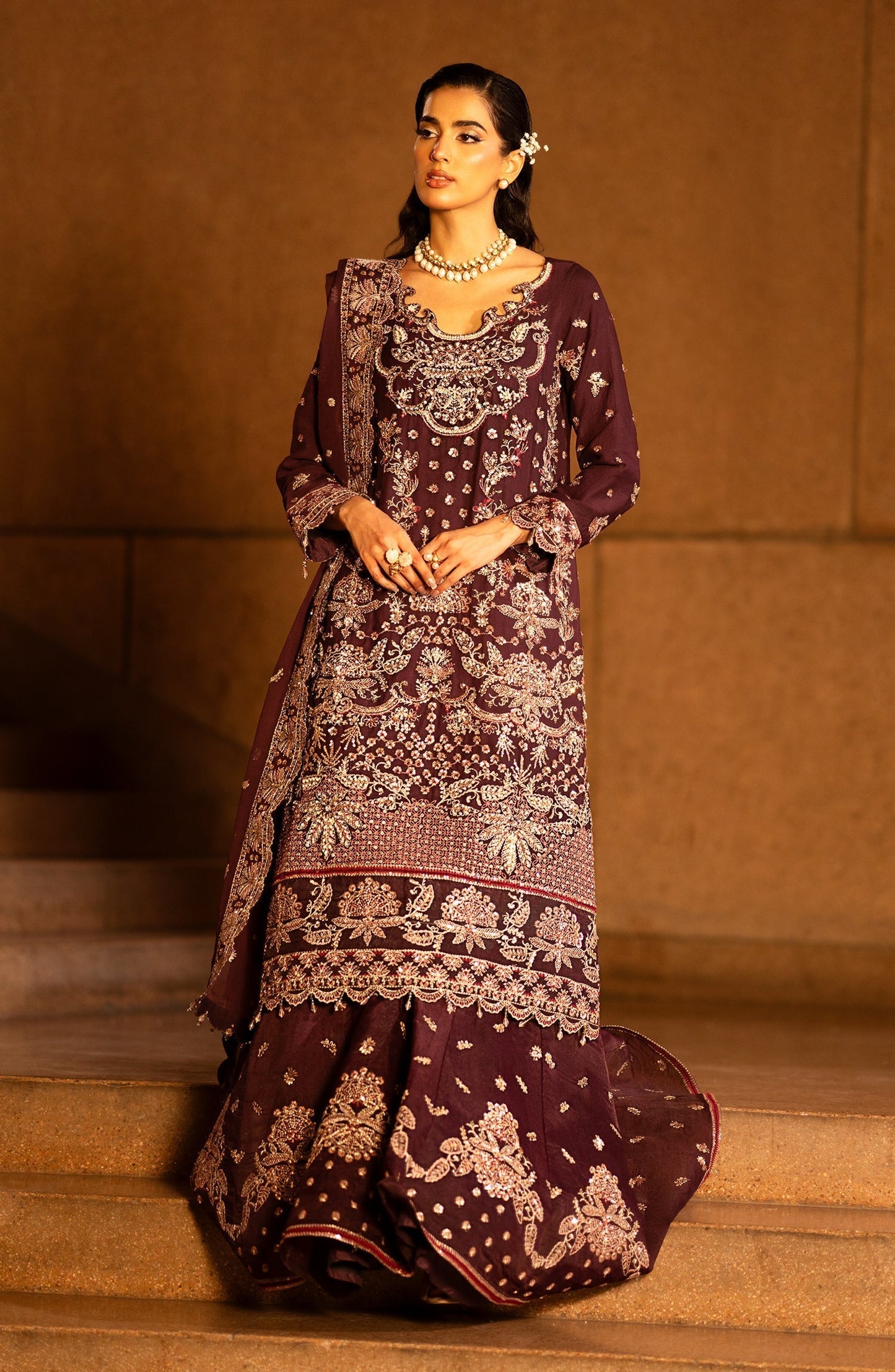 Emaan Adeel | Casabella Wedding Formals | ADIBA - Designer Dress with Intricate embroidery and embellishments. Shop elegent wedding dress at Maria Faisal.