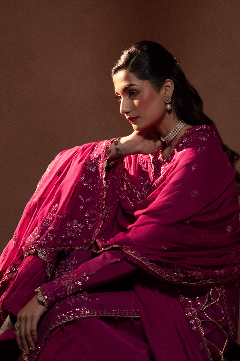 Emaan Adeel | Selene Formals | FIORA - Designer Dress with Intricate embroidery and embellishments. Shop elegent wedding dress at Maria Faisal.