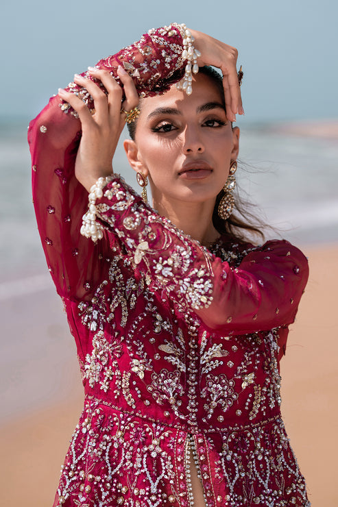 Emaan Adeel | Kamari Reveuse Wedding Formals | FLORA - Designer Dress with Intricate embroidery and embellishments. Shop elegent wedding dress at Maria Faisal.