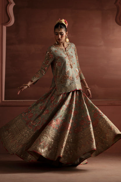 Maryum N Maria | Luxury Silk | RECEPTION FLOWERS - MSS5900 - Luxury Dress - available at Maria Faisal in UK and USA.