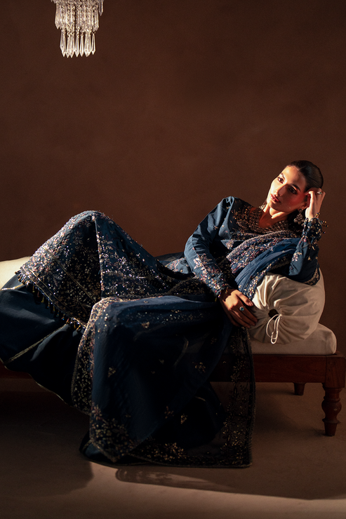 Emaan Adeel | Selene Formals | ELISIA - Designer Dress with Intricate embroidery and embellishments. Shop elegent wedding dress at Maria Faisal.