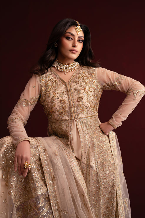 Emaan Adeel | Nooresha Formals 25 | Safira - Designer Dress with Intricate embroidery and embellishments. Shop elegent wedding dress at Maria Faisal.