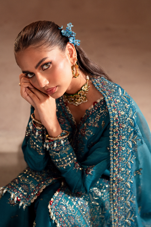 Emaan Adeel | Selene Formals | MIRELLE - Designer Dress with Intricate embroidery and embellishments. Shop elegent wedding dress at Maria Faisal.
