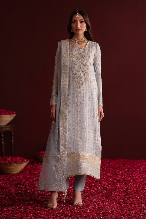 Emaan Adeel | Nooresha Formals 25 | Sahira - Designer Dress with Intricate embroidery and embellishments. Shop elegent wedding dress at Maria Faisal.