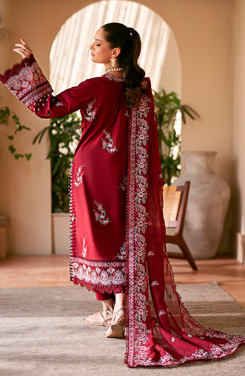 Emaan Adeel | Navaeh Luxury Pret | CERISE - Designer Dress with Intricate embroidery and embellishments. Shop elegent wedding dress at Maria Faisal.