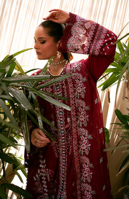 Emaan Adeel | Navaeh Luxury Pret | CERISE - Designer Dress with Intricate embroidery and embellishments. Shop elegent wedding dress at Maria Faisal.