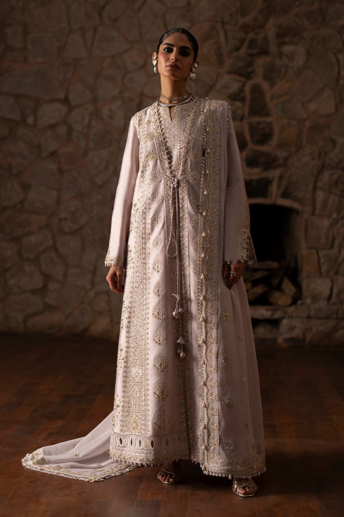 style shirt with culottes - Saad Bin Shahzad | Silk'25 | ADEEN - Festive Dress - available at Maria Faisal in UK and USA.