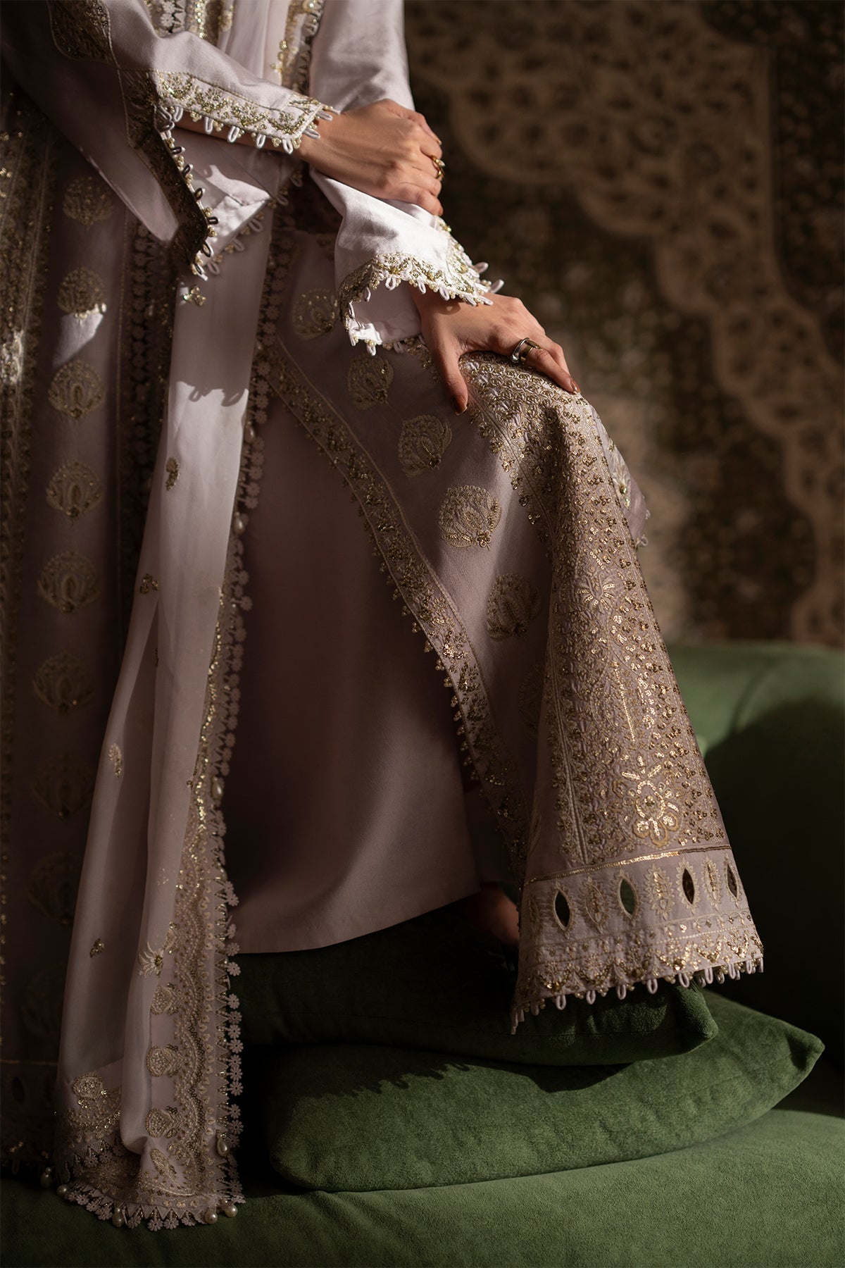 style shirt with culottes - Saad Bin Shahzad | Silk'25 | ADEEN - Festive Dress - available at Maria Faisal in UK and USA.