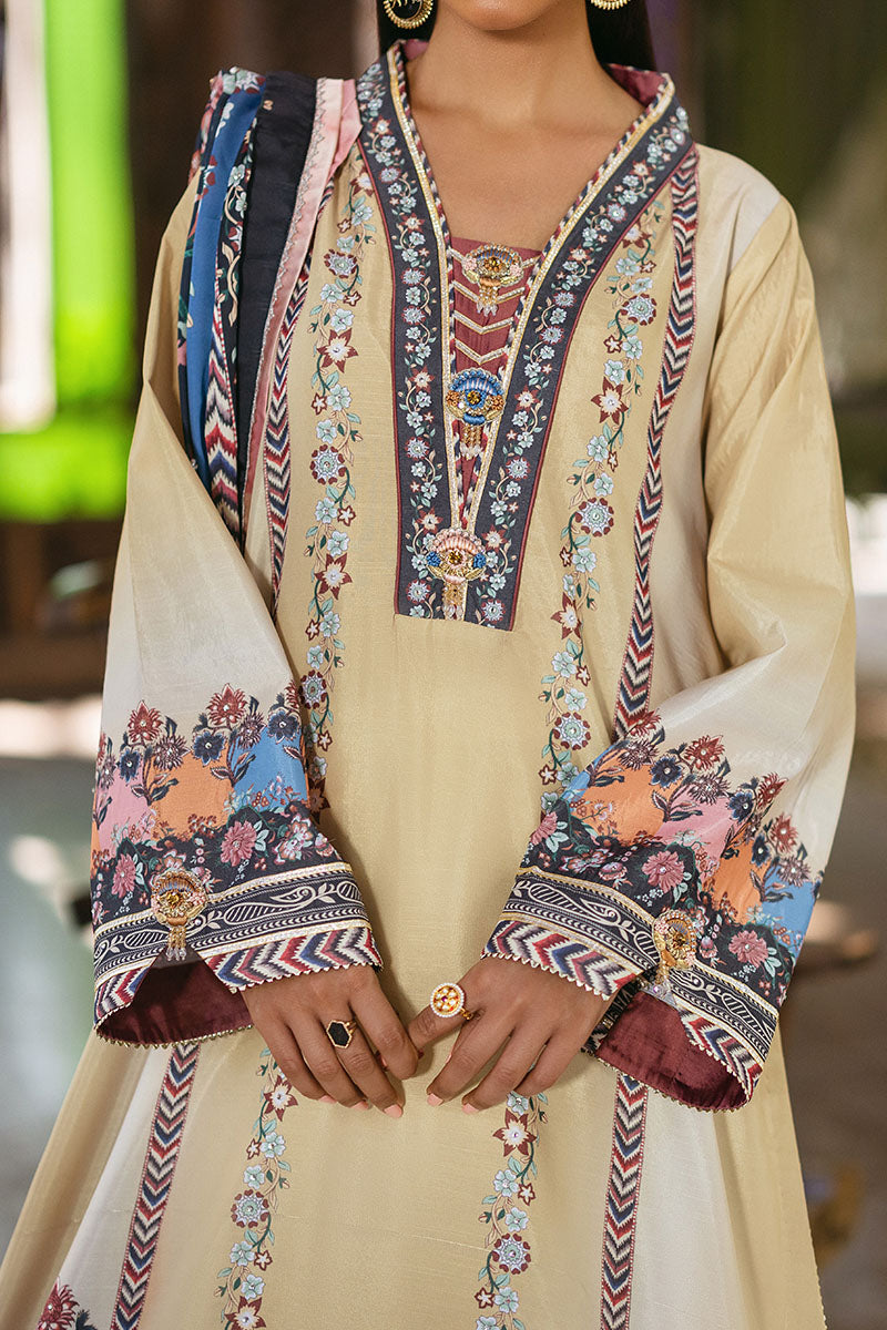 Mushq | Nirvana Silk Edit |  Taupe - Designer Dress with Intricate embroidery and embellishments. Shop elegent wedding dress at Maria Faisal.