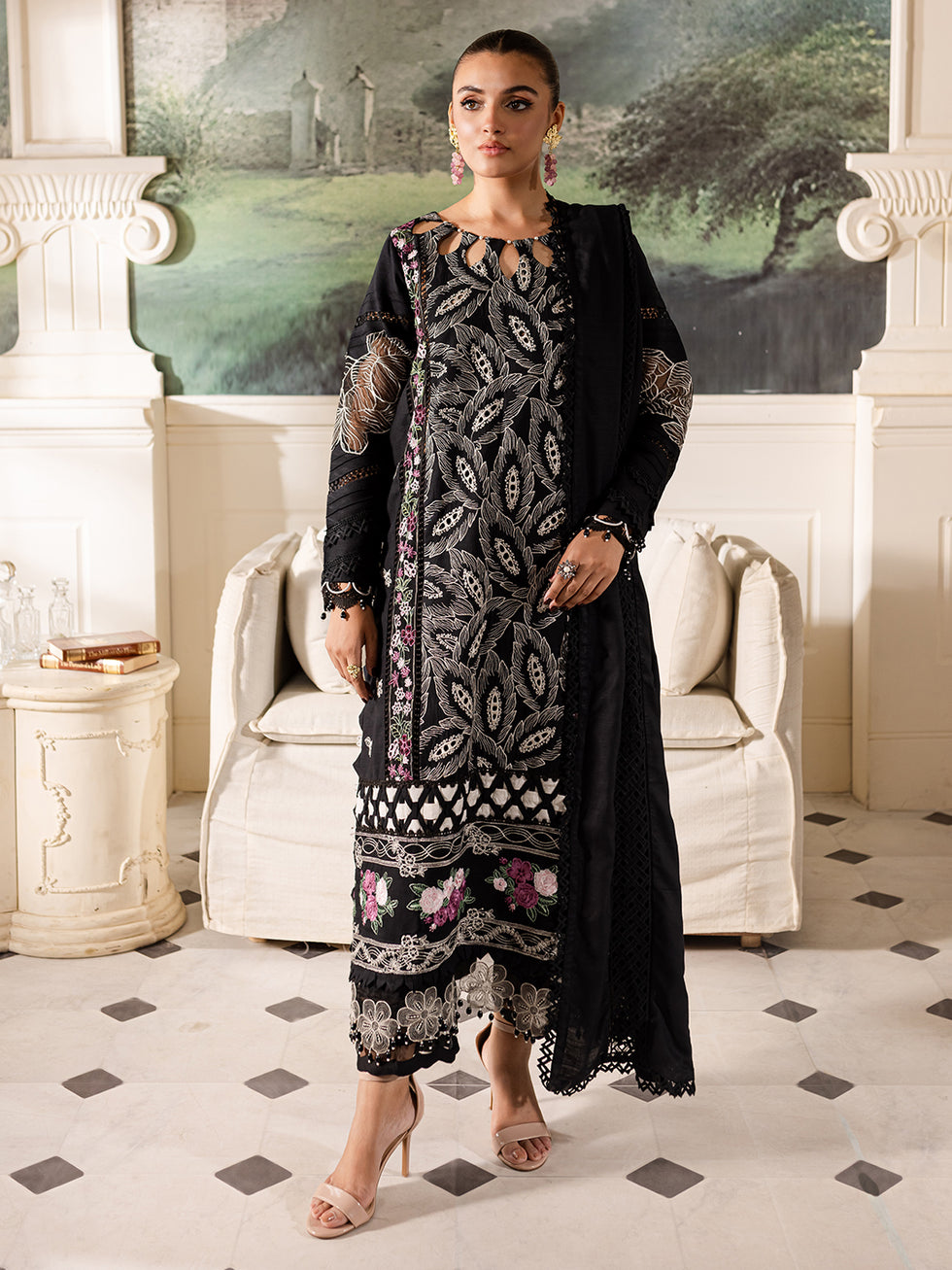 Parishay | Mira Winter |  MW-07 | 3 PC Crepe - Designer Dress with Intricate embroidery and embellishments. Shop elegent wedding dress at Maria Faisal.