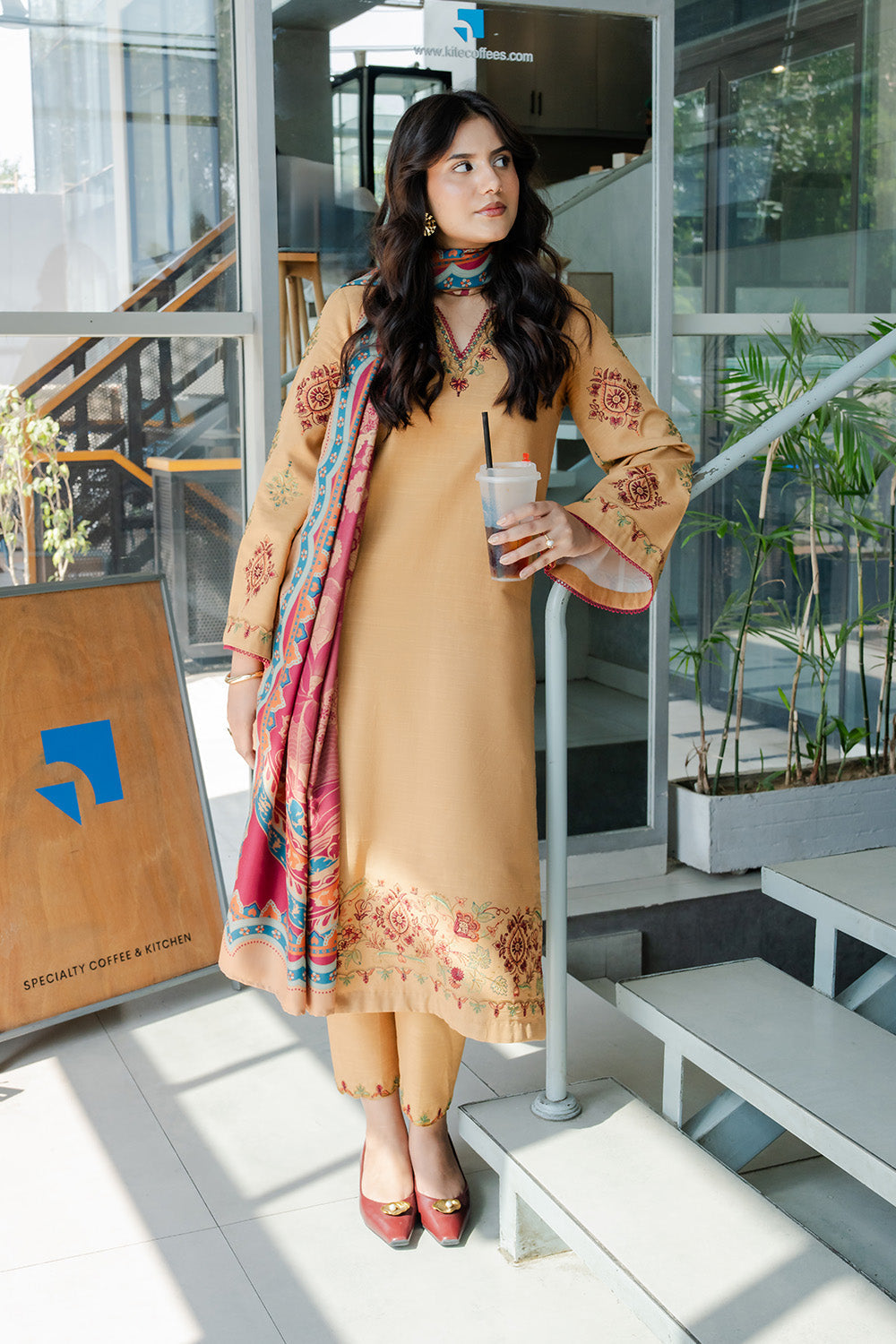TOFFEE TIDES - MWS5820 – authentic Pakistani dress from the Latte Layers Pret collection for women in the UK