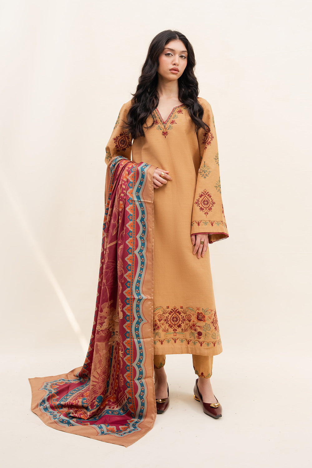 TOFFEE TIDES - MWS5820 – authentic Pakistani dress from the Latte Layers Pret collection for women in the UK