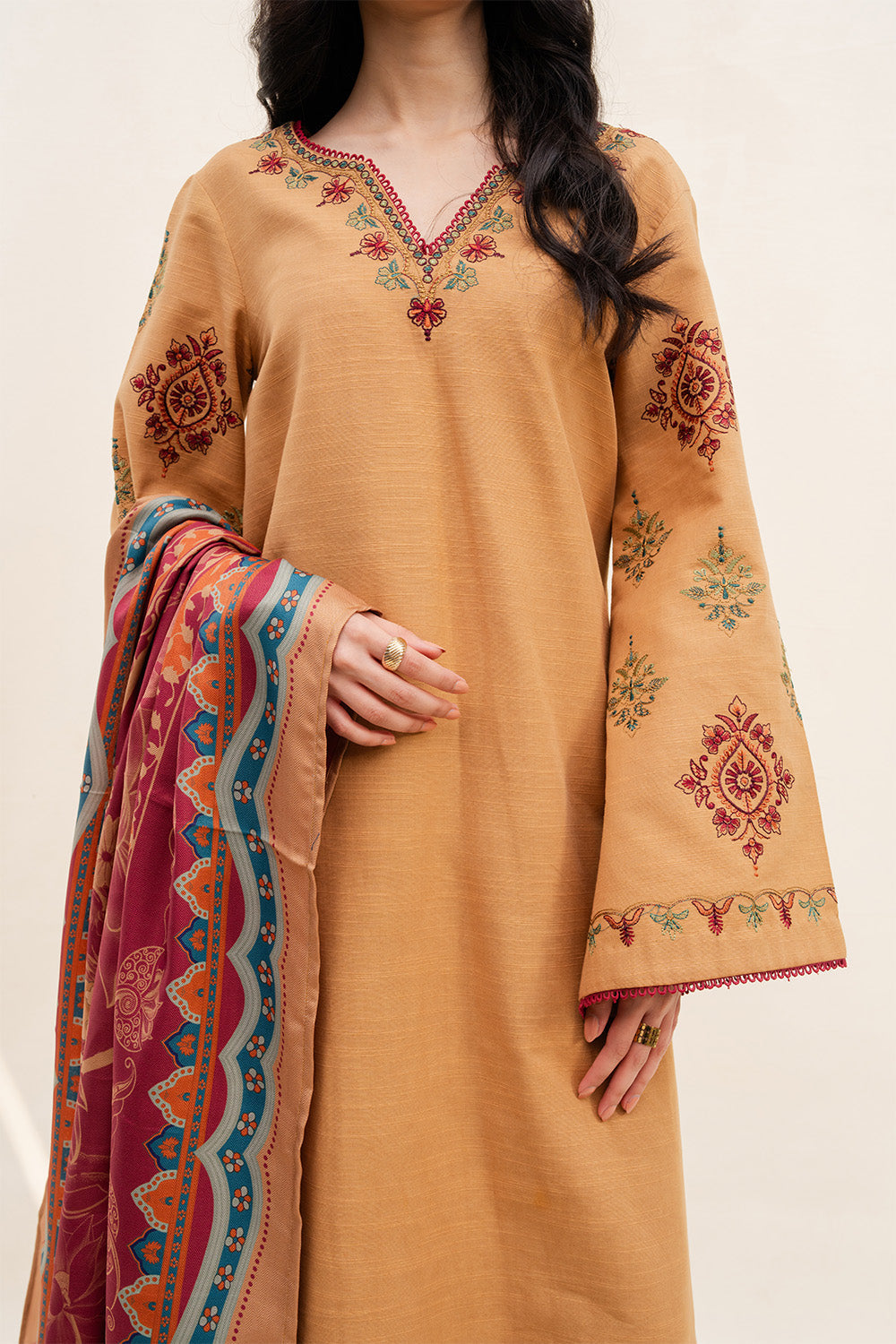 TOFFEE TIDES - MWS5820 – authentic Pakistani dress from the Latte Layers Pret collection for women in the UK
