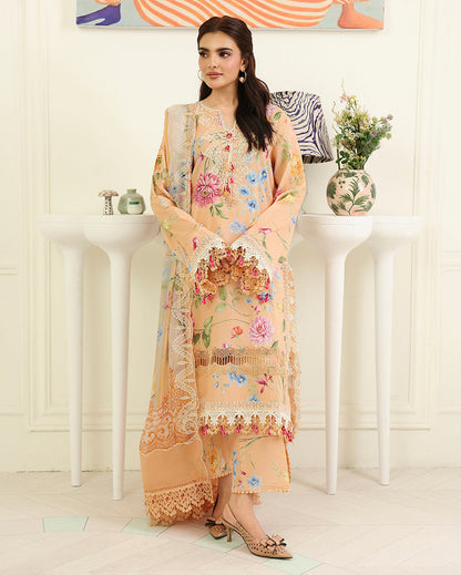 Roheenaz | Petals in Print | Magnolia Mist - Casual Dress - available at Maria Faisal in UK and USA.
