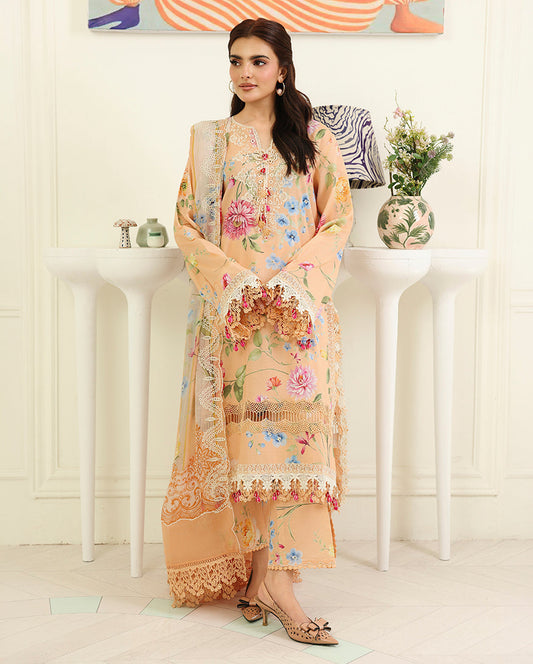 Roheenaz | Petals in Print | Magnolia Mist - Casual Dress - available at Maria Faisal in UK and USA.