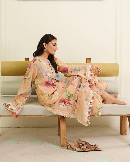Roheenaz | Petals in Print | Magnolia Mist - Casual Dress - available at Maria Faisal in UK and USA.
