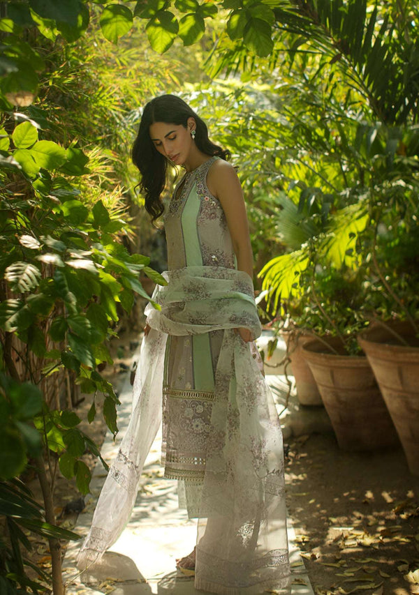 Layla Chatoor | Luxury Pret | Lavender Kali Kurta With Pants And Printed Dupatta - Luxury Dress - available at Maria Faisal in UK and USA.