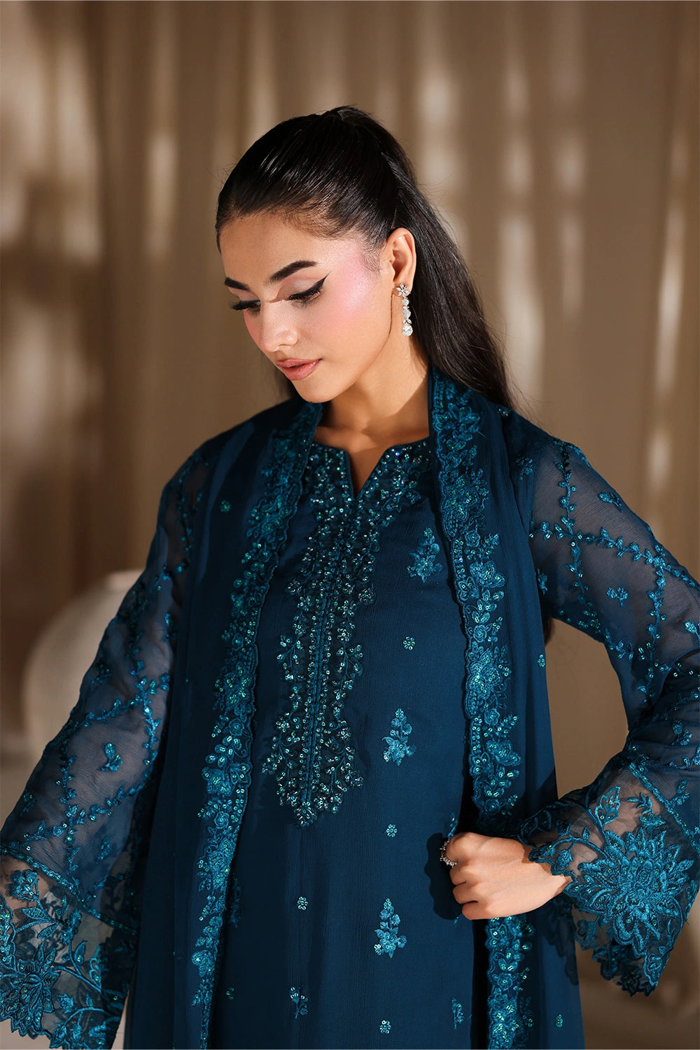 Azure | Azure Luxe | Majestic Teal - Luxury Dress - available at Maria Faisal in UK and USA.