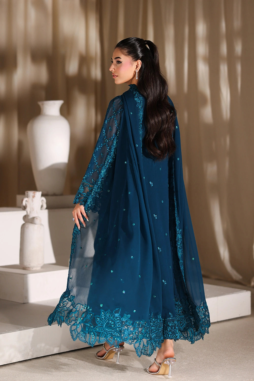 Azure | Azure Luxe | Majestic Teal - Luxury Dress - available at Maria Faisal in UK and USA.