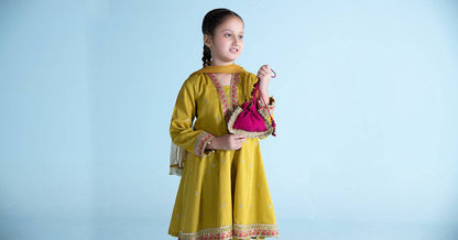 Maria B | 3 Piece Dyed Dobby Lawn Suit | MKD-EA24-10 by Maria Faisal - Registered Vendor of : Maria B - type : Kids Clothes - 100% original wedding dresses