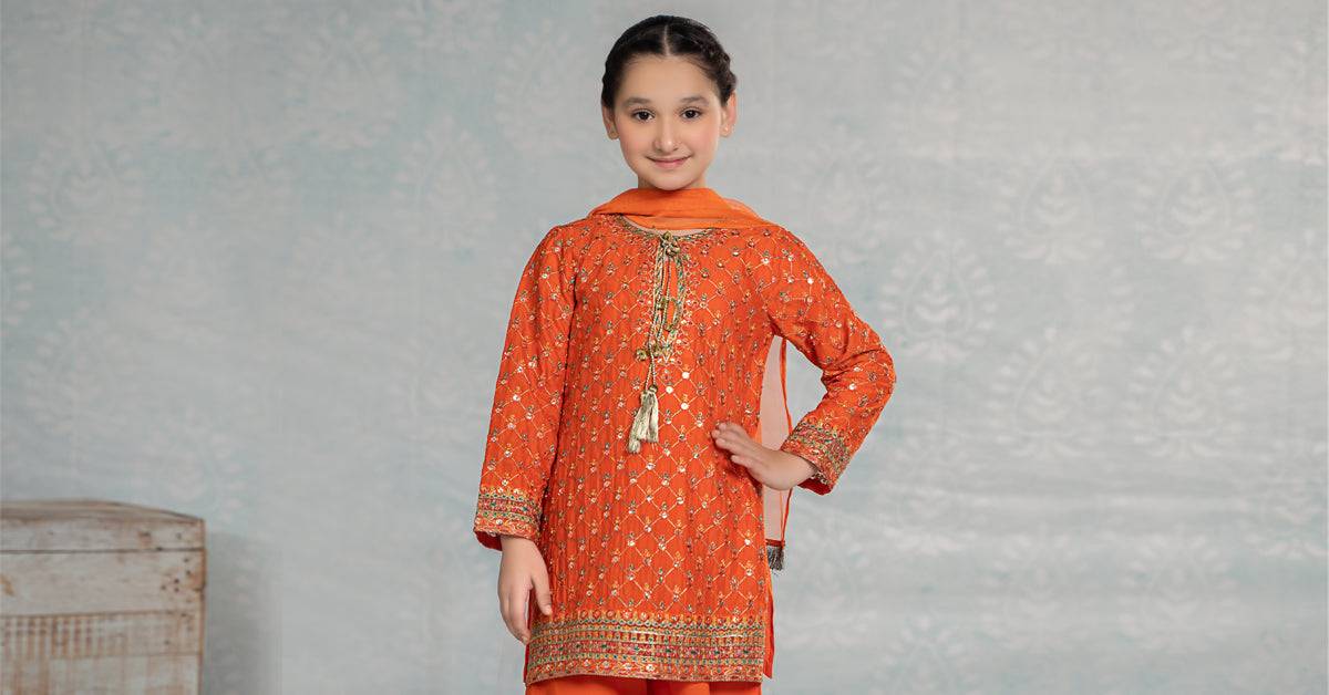 Maria B | 3 Piece Embroidered Lawn Suit | MKD-EF24-09 by Maria Faisal - Registered Vendor of : Maria B - type : Kids Clothes - 100% original wedding dresses
