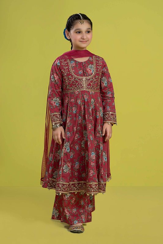 Maria B | 3 Piece Embroidered Lawn Suit | MKD-EF24-32 by Maria Faisal - Registered Vendor of : Maria B - type : Kids Clothes - 100% original wedding dresses