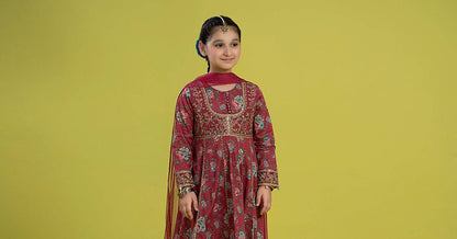 Maria B | 3 Piece Embroidered Lawn Suit | MKD-EF24-32 by Maria Faisal - Registered Vendor of : Maria B - type : Kids Clothes - 100% original wedding dresses