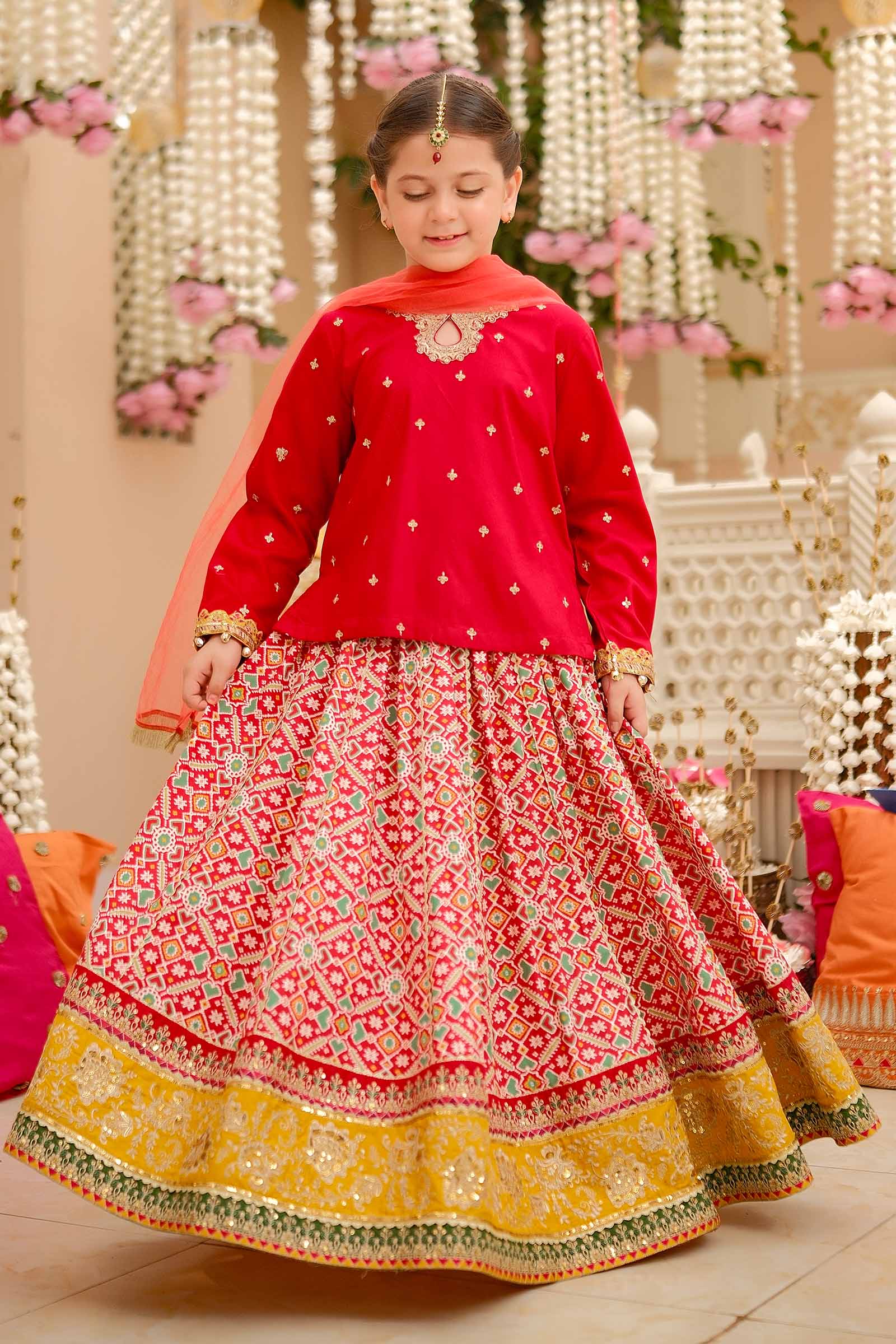Maria B | 3 Piece Embroidered Linen Suit | MKD-W24-04 by Maria Faisal - Registered Vendor of : Maria B - type : Kids Clothes - 100% original wedding dresses
