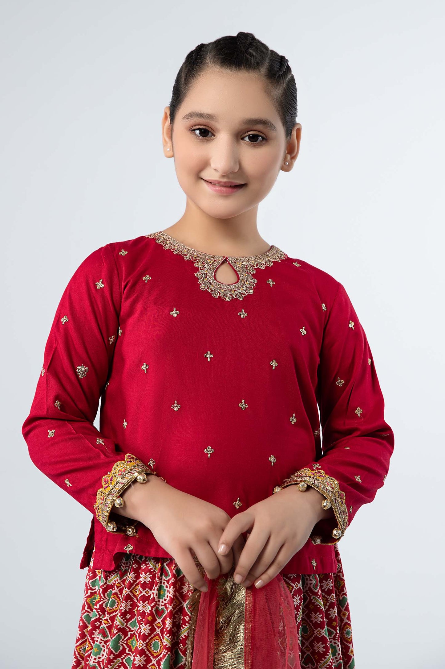 Maria B | 3 Piece Embroidered Linen Suit | MKD-W24-04 by Maria Faisal - Registered Vendor of : Maria B - type : Kids Clothes - 100% original wedding dresses