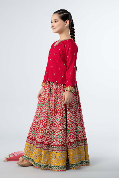 Maria B | 3 Piece Embroidered Linen Suit | MKD-W24-04 by Maria Faisal - Registered Vendor of : Maria B - type : Kids Clothes - 100% original wedding dresses