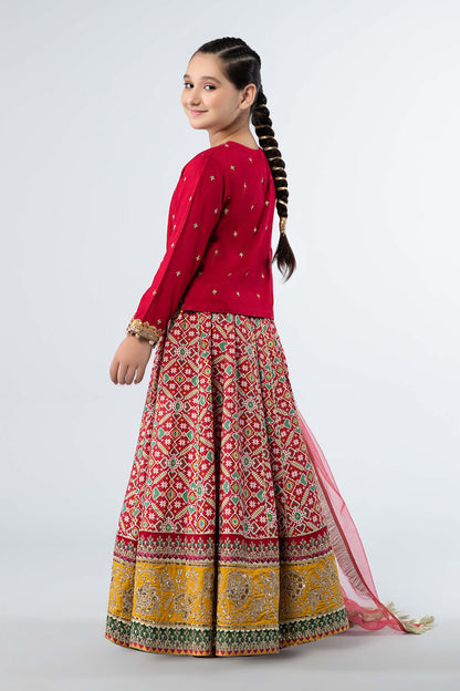 Maria B | 3 Piece Embroidered Linen Suit | MKD-W24-04 by Maria Faisal - Registered Vendor of : Maria B - type : Kids Clothes - 100% original wedding dresses