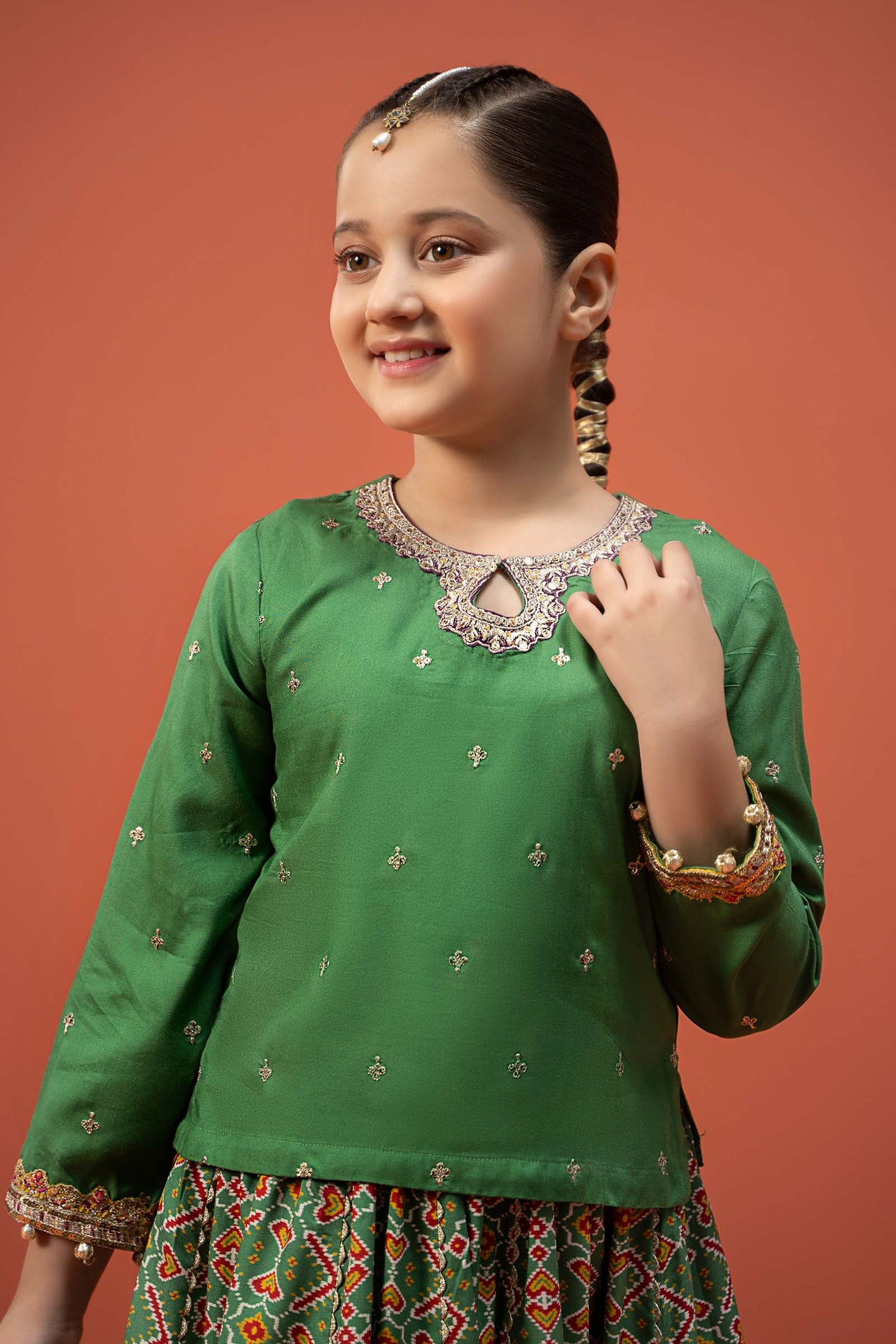 Maria B | 3 Piece Embroidered Linen Suit | MKD-W24-04 by Maria Faisal - Registered Vendor of : Maria B - type : Kids Clothes - 100% original wedding dresses