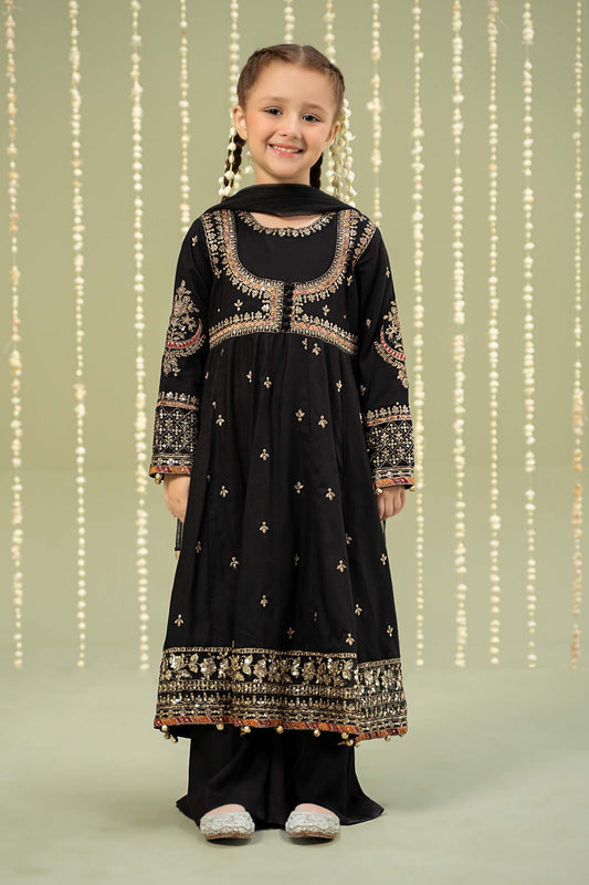 Maria B | 3 Piece Embroidered Linen Suit | MKD-W24-07 by Maria Faisal - Registered Vendor of : Maria B - type : Kids Clothes - 100% original wedding dresses