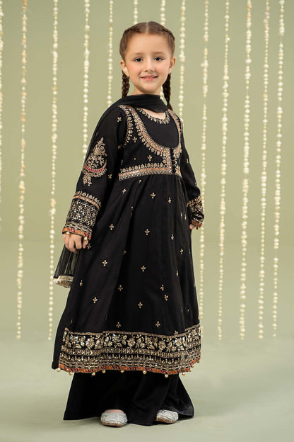 Maria B | 3 Piece Embroidered Linen Suit | MKD-W24-07 by Maria Faisal - Registered Vendor of : Maria B - type : Kids Clothes - 100% original wedding dresses