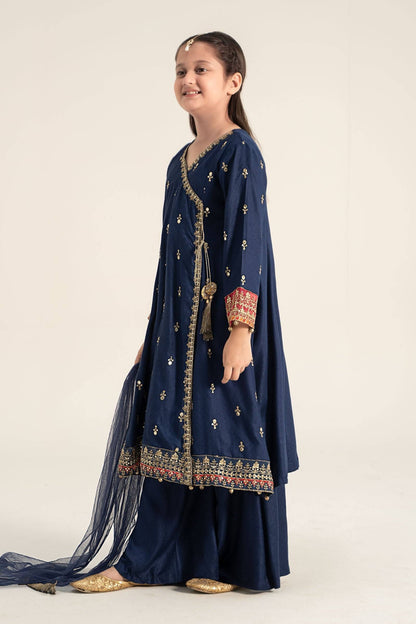 Maria B | 3 Piece Embroidered Linen Suit | MKD-W24-08 by Maria Faisal - Registered Vendor of : Maria B - type : Kids Clothes - 100% original wedding dresses