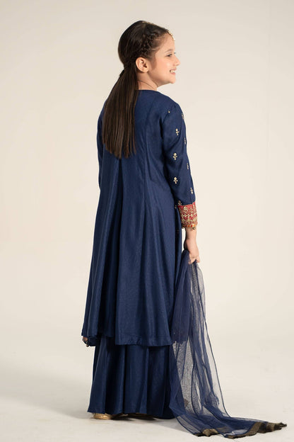 Maria B | 3 Piece Embroidered Linen Suit | MKD-W24-08 by Maria Faisal - Registered Vendor of : Maria B - type : Kids Clothes - 100% original wedding dresses