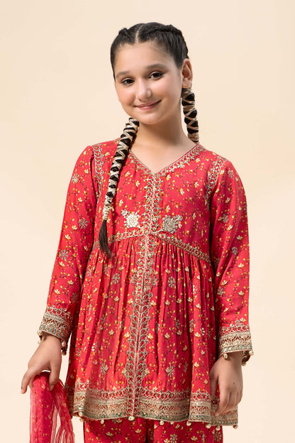 Maria B | 3 Piece Embroidered Marina Twill Suit | MKD-W24-12 by Maria Faisal - Registered Vendor of : Maria B - type : Kids Clothes - 100% original wedding dresses