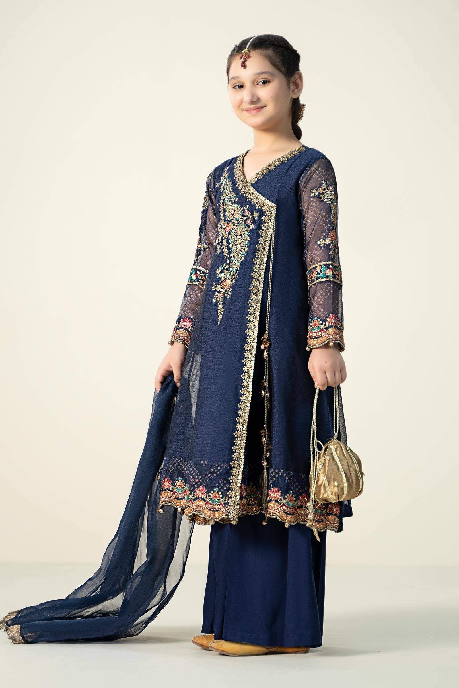 Maria B | 3 Piece Embroidered Paper Cotton Suit | MKD-W24-22 by Maria Faisal - Registered Vendor of : Maria B - type : Kids Clothes - 100% original wedding dresses