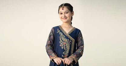 Maria B | 3 Piece Embroidered Paper Cotton Suit | MKD-W24-22 by Maria Faisal - Registered Vendor of : Maria B - type : Kids Clothes - 100% original wedding dresses